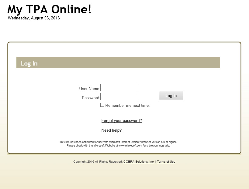 My TPA Online Portal